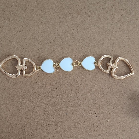 Gold and White Heart Purse Strap Extender & Charm - Picture 3 of 6